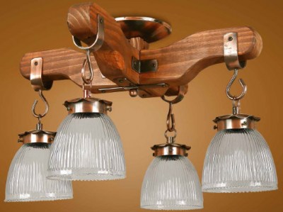 Plafón 4 luces con tulipa Ø 130mm - Largo 560mm